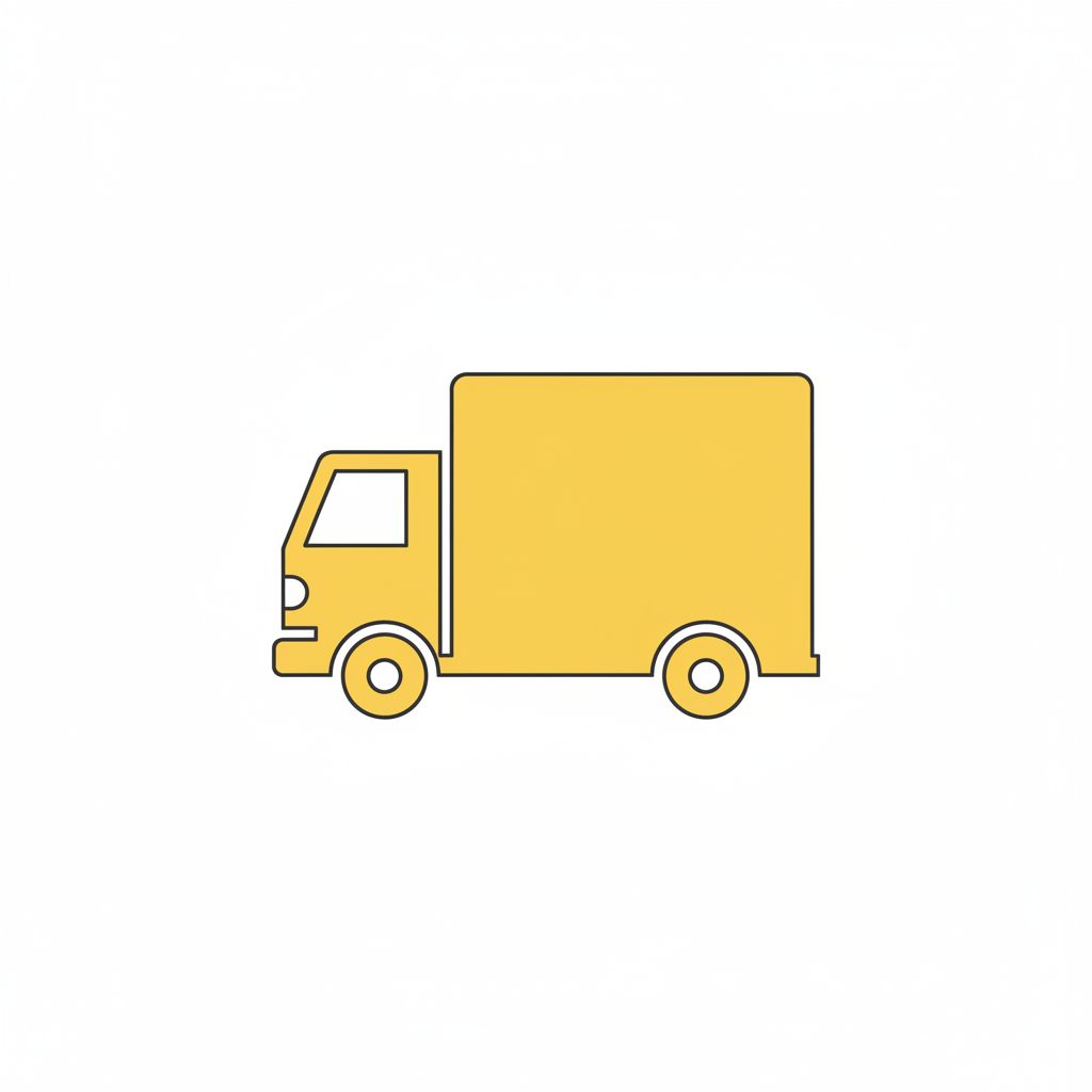 yellow minimalist line delivery truck icon